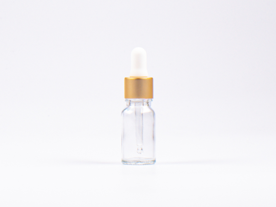 Klarglasflasche 10ml, mit Pipette gold